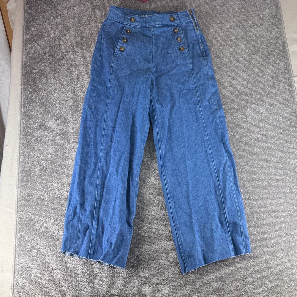 Old Navy Sky Hi Wide Leg Extra High Rise Blue Jeans Womens 0 - Picture 1 of 9